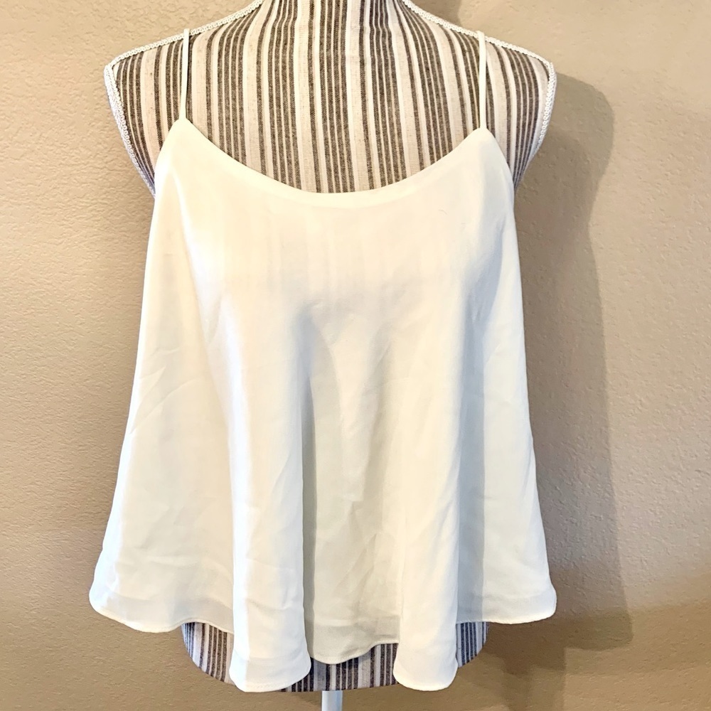 NWT Camisole 1X Abound Cream Dressy Tank Adjustable Spaghetti Straps Flowy Lined
